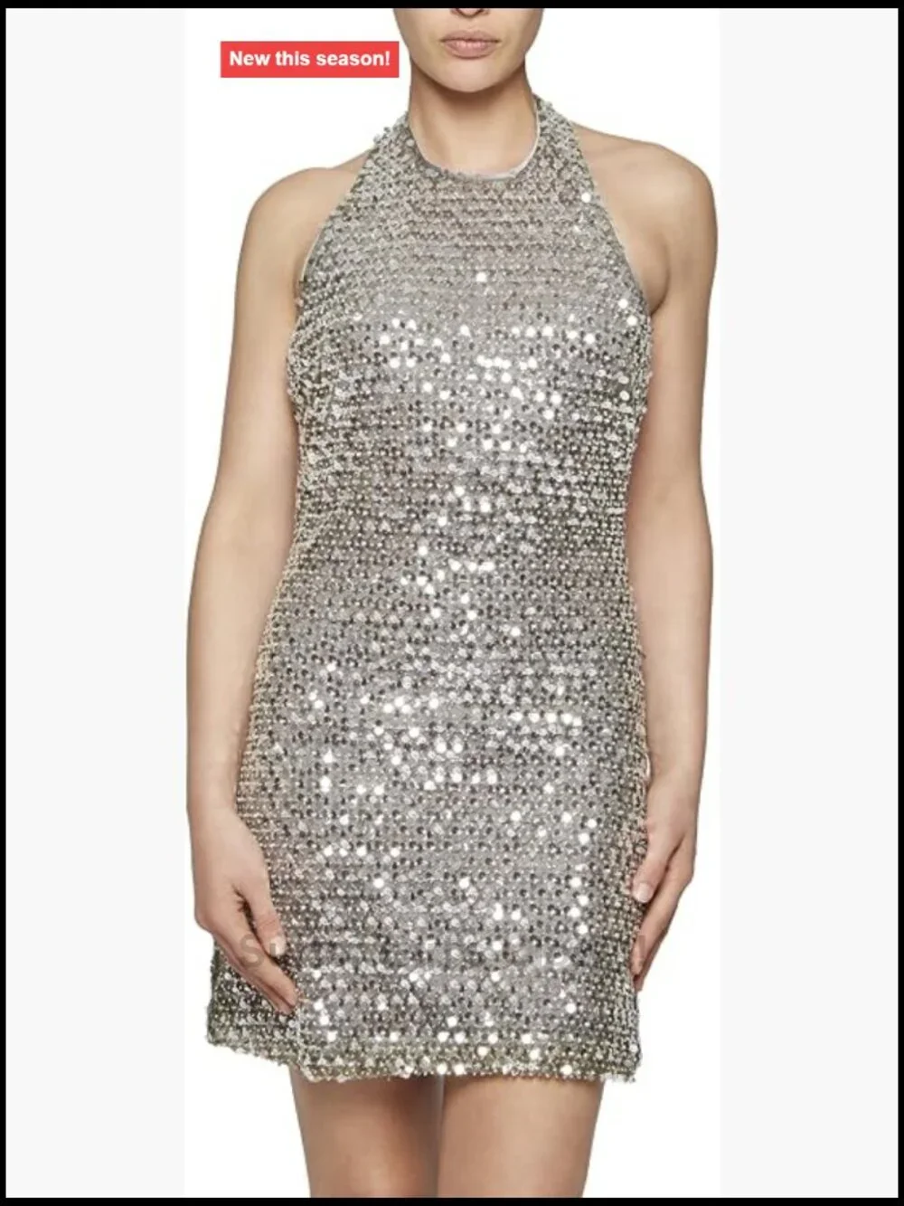 Halter Neck Sequin Mini Dress Sleeveless Zip